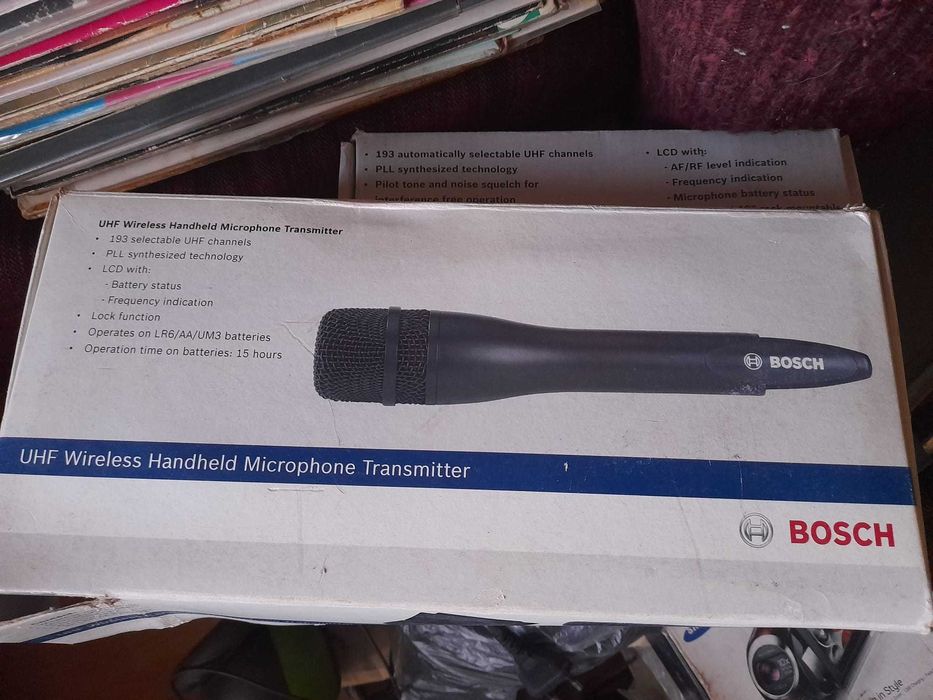 conjunto wireless microfone receiver e microfone bosch