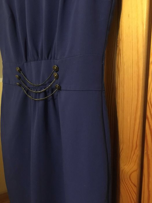 Granatowa sukienka chabrowa elegancka sukienka L 40