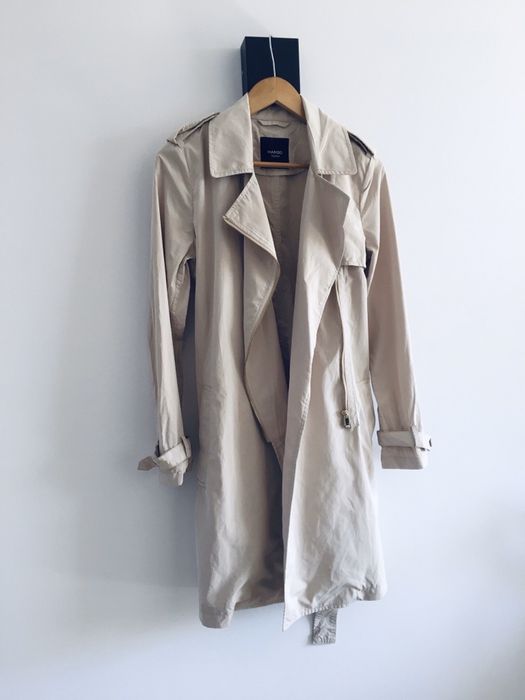 Płaszcz trencz beżowy basic wiazany taupe mango