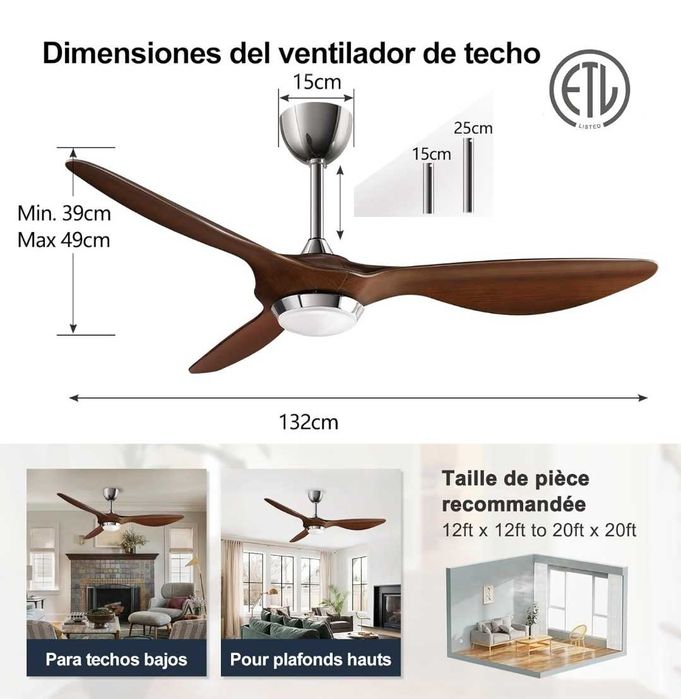 Ventoinha tecto com led