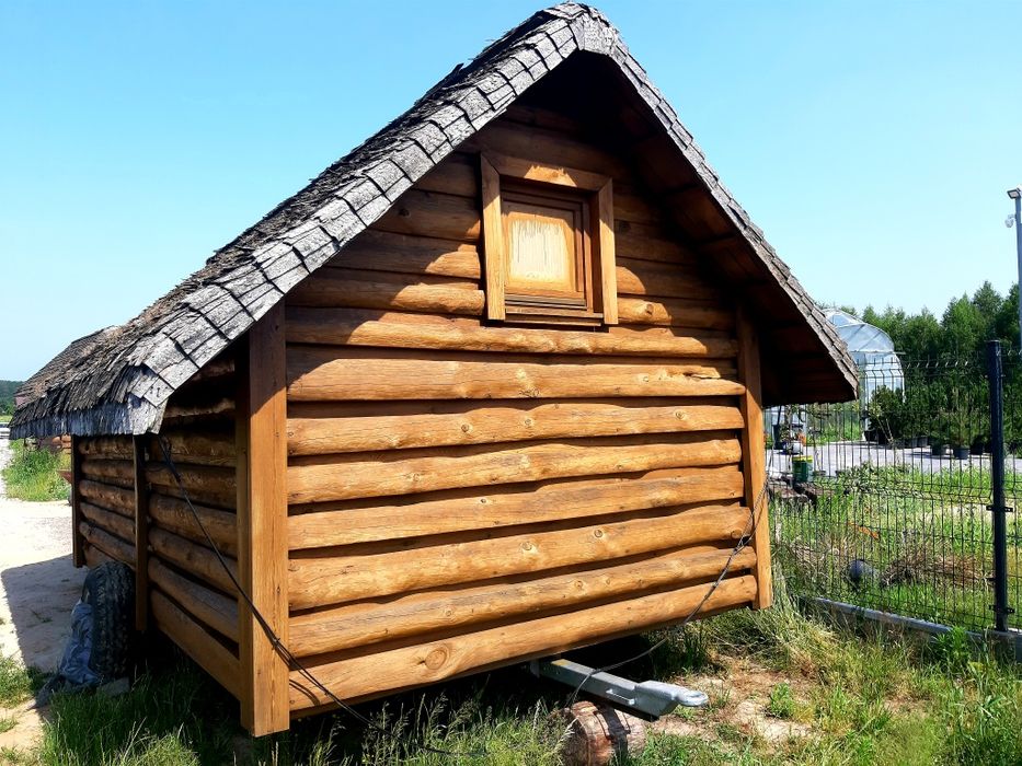 Dom domek z bala letniskowy.  Sauna altanka bania kemping jacuzzi stół