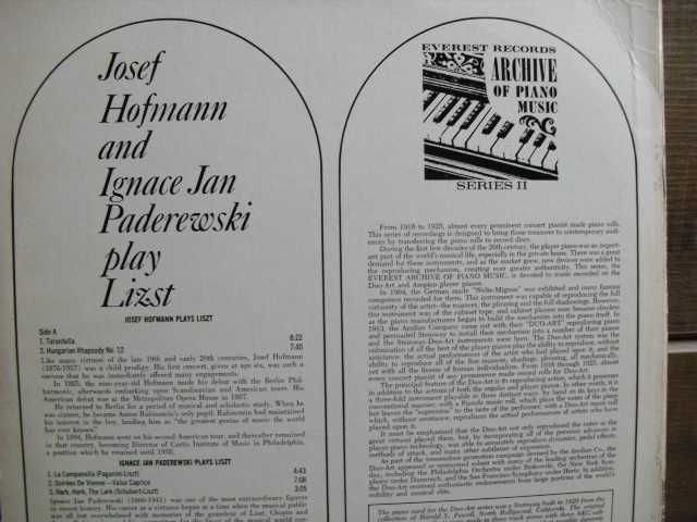 Ignacy Jan Paderewski - Józef Hofmann - Liszt - płyta winylowa