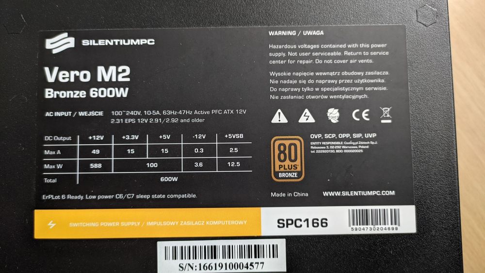 Zasilacz SilentiumPC Vero M2 Bronze 600W