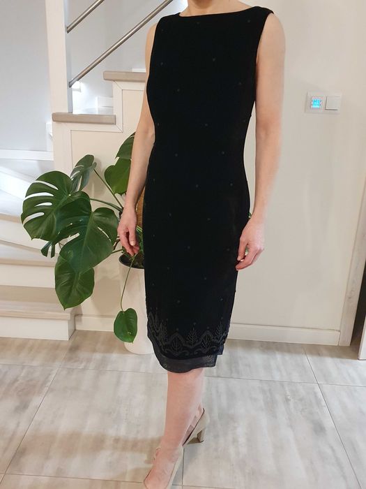 Sukienka roz.36 Laura Ashley aksamitna perełki