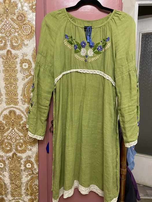 Платье лен вышивка