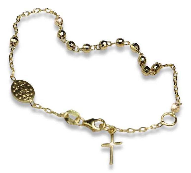 Złoty różaniec bransoletka włoska "Dolce Gabbana" rbc001y W