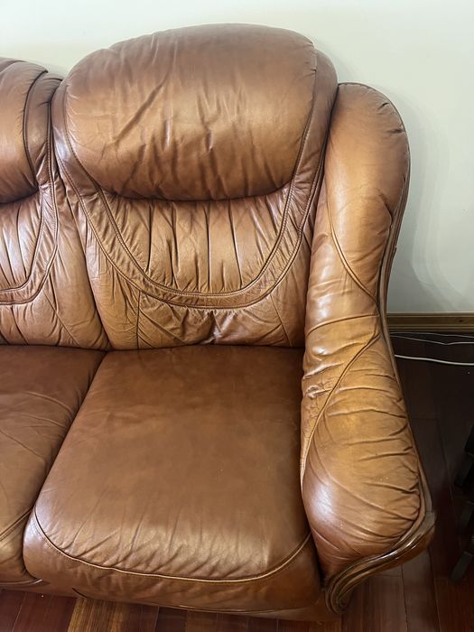 Vende-se Sofa Cama Pele Couro Castanho