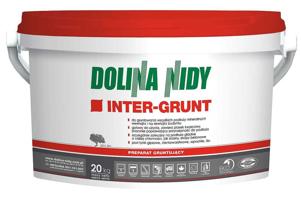 Grunt pod tynki zielony żółty czerwony Dolina Nidy i tańsze zamienniki