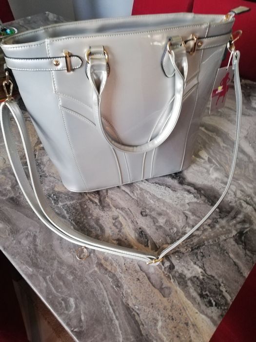 Torebka duża srebrna damska