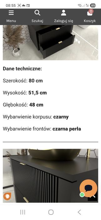 Szafka łazienkowa pod umywalkę wisząca