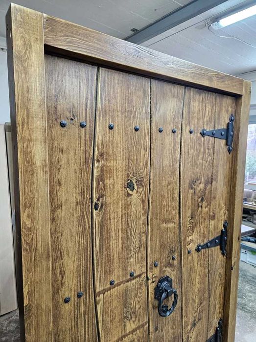 Drzwi DŁUGOSZ drewniane zewnętrzne góralskie ciepłe powietrze GOTOWE