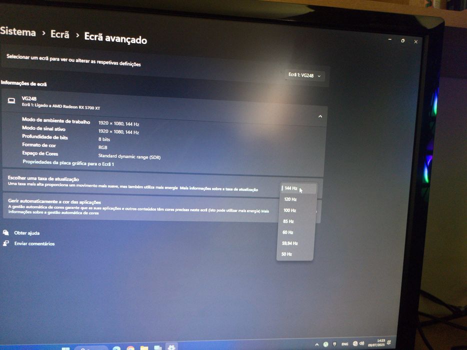 Monitor ASUS de 144hz