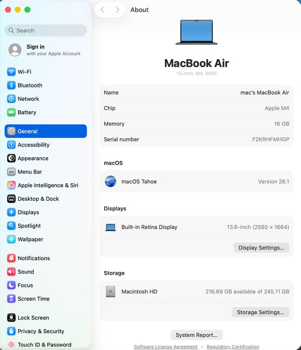 MacBook AIR 13 M4 10 CPU/ 8 GPU/ 16 RAM/ 256 Midnight MW123