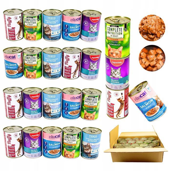 20 Szt. X 400G Karma Mokra Dla Kota Puszka Pakiet  Mix Smaków
