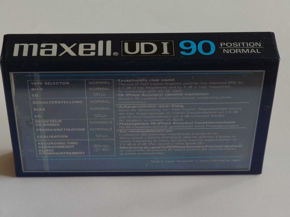 Maxell UD I 90 na lata 1985 do 1987 rynek Europejski