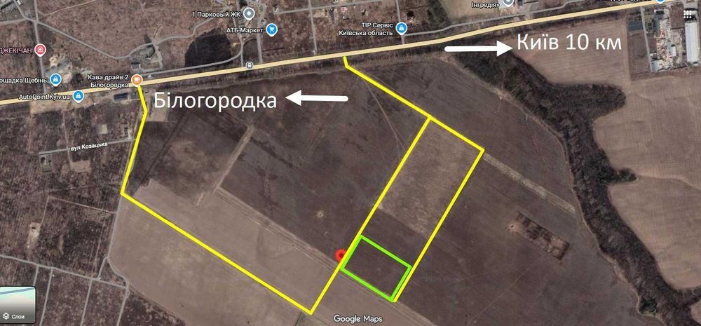 Ділянка 1,8 Га під будівництво 02,01 без комісій 10 км від Києва