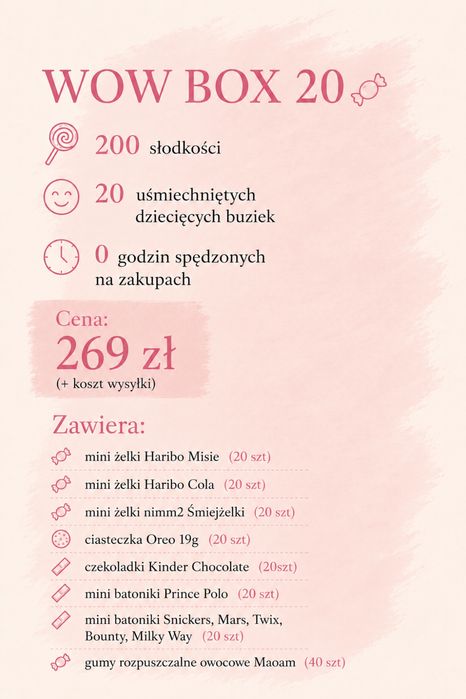 WOW BOX box pełen słodkich przekąsek dla najmłodszych