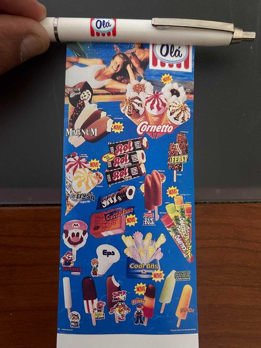 Caneta Publicitária Antiga Olá (Anos 90) - Com Cartaz de Gelados