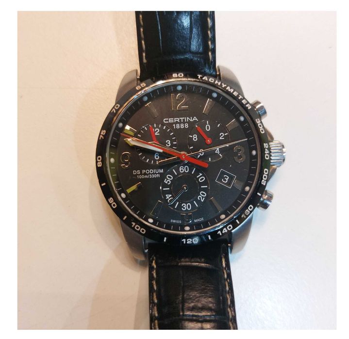 Zegarek Męski CERTINA DS Podium Chronograph 1/10 sec Kwarcowy Czarny