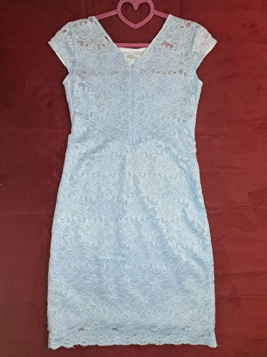 Сукня коктейльна плаття блакитного кольору мереживне ажурне