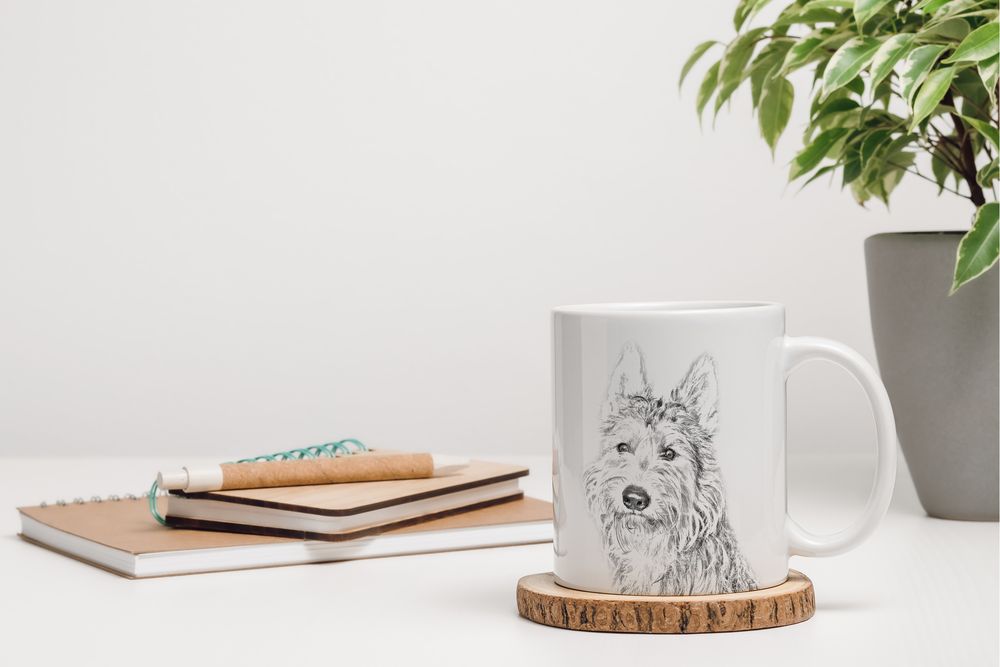 Owczarek pikardyjski kubek z psem good morning Art-Dog