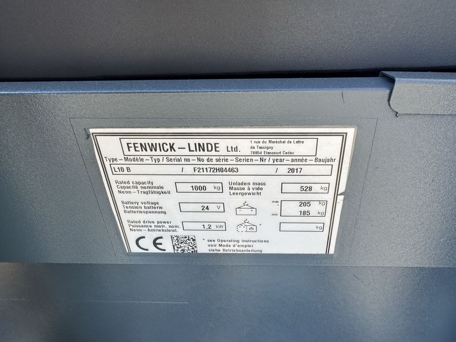 Paleciak elektryczny Linde 200 cm 1000 kg 2017 r jak Nowy Linde L 10