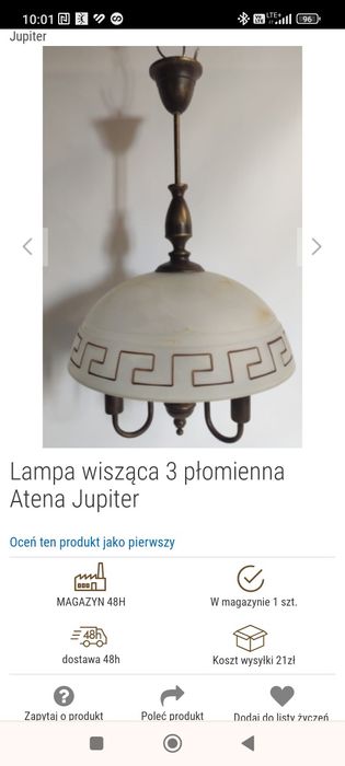 Lampa wisząca 3 płomienna Atena Jupiter