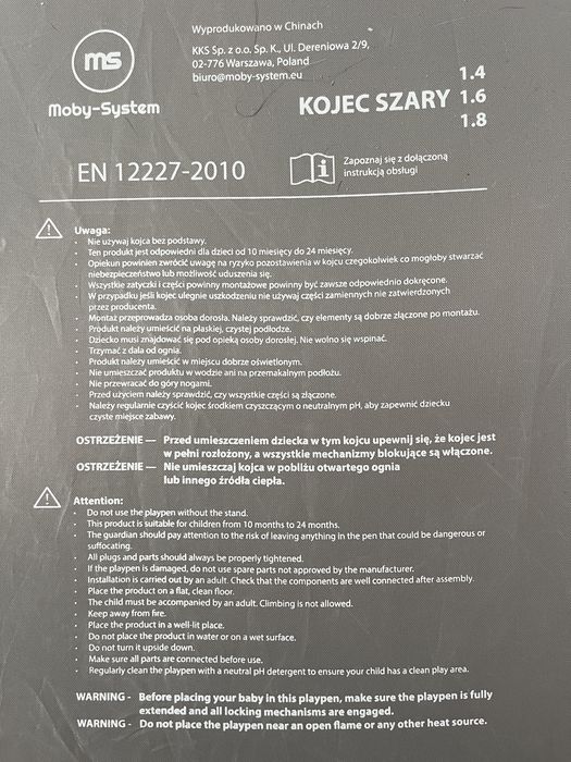 Kojec dla dziecka Moby-System 180x160. Duży. Stan bardzo dobry