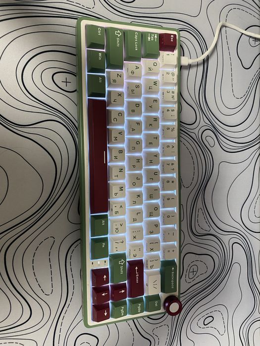 Клавіатура Royal Kludge R65 Біло-Зелена формату 65%, Chartreuse Switch