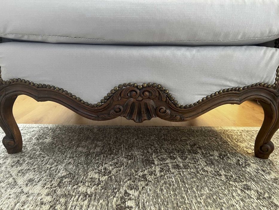 Fotel ludwikowski uszak i puf (komplet)