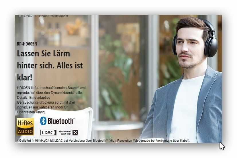 Hi-Res Headphones with Noise Cancellation, Bluetooth LDAC63825211964801122