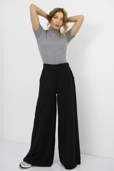 Брюки тёплые палаццо классика, чёрные, Италия, XS-M