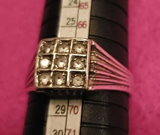 Anel Homem Prata 830 c/ Zircões