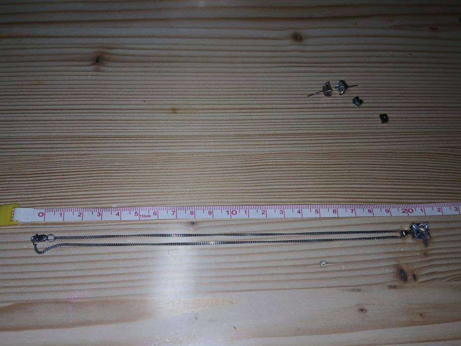 Набір срібний з цирконієвих підвіска, ланцюжок та сережки