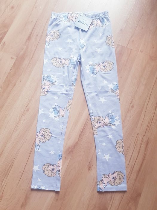 Nowe bawełniane legginsy dziewczęce marki Frozen rozmiar 134.