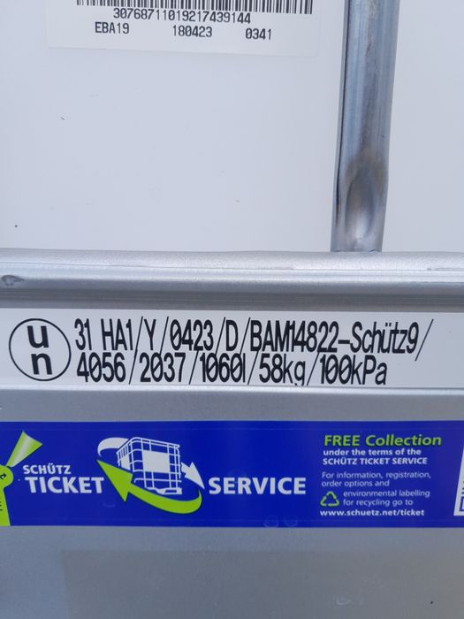 Zbiornik 1000l dppl ibc un faktura