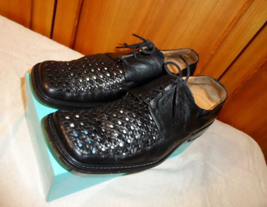 Летние кожаные туфли Supern 42 натуральные с плетением стельки 27 см