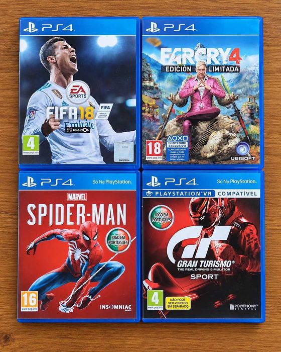 PS4 Slim 1TB + Comando Original + 4 Jogos + Caixa Original