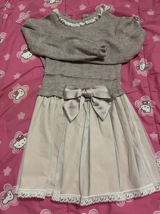 Vestido rosa manga comprida