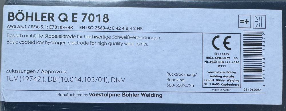 Elektrody spawalnicze 3,2x350 Bohler 7018