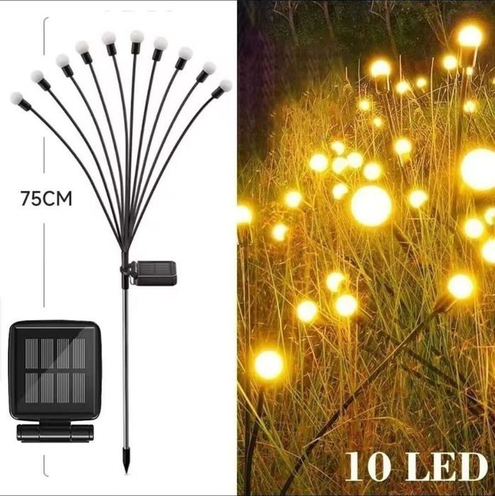 Lampa ogrodowa LED 10 kulek solarna