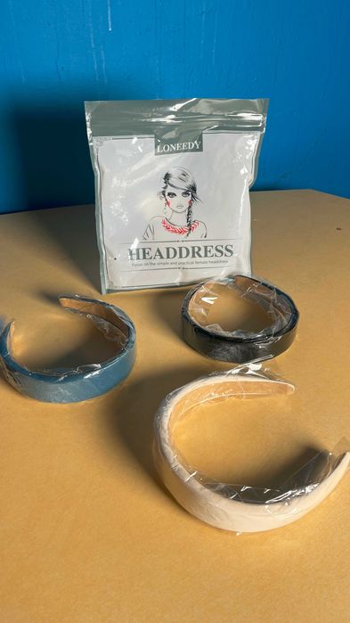 3x Skórzana twarda opaska na głowę, szeroka opaska dla Kobiet LONEEDY