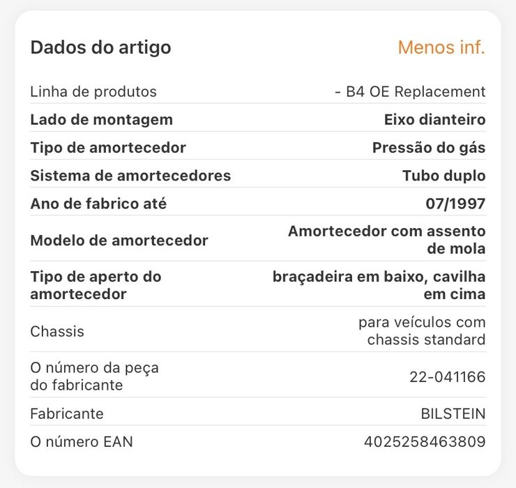 Vendo suspensão Bilstein B4