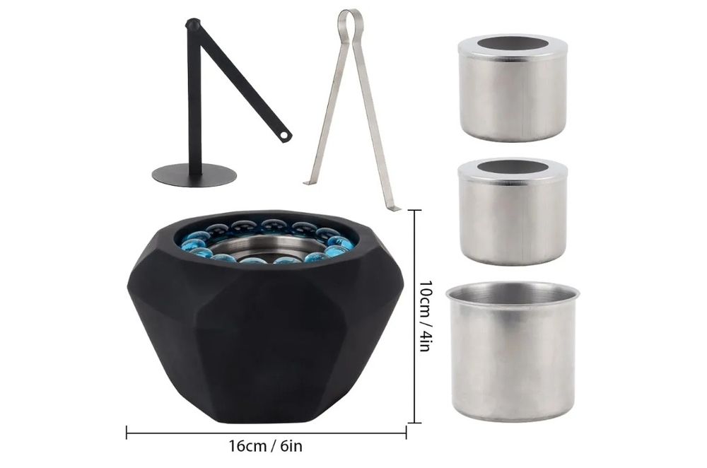 TRIROCKS Diamond Black Concrete Fire Pit Bioethanol Fire Bowl z atmosf