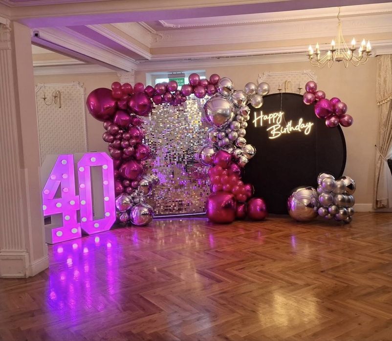 Dekoracje urodzinowe/ Cyfry Led/Neony/ Ścianki Cekinowe/Kwiaty Giganty