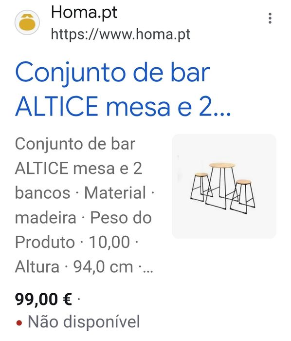 Mesa alta com 2 bancos