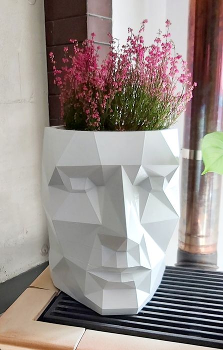 Doniczka donica betonowa glowa low poly druk 3d scan 3d