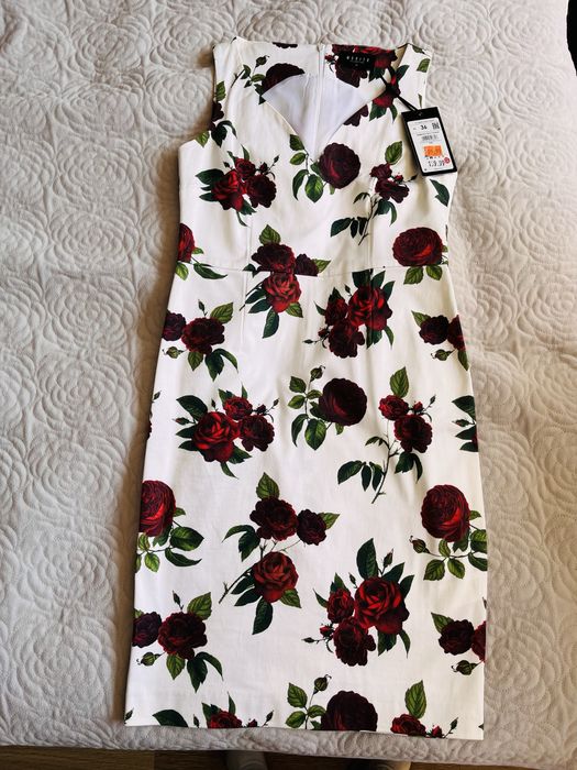 Sukienka w róże, sukienka w kwiaty, sukienka na komunię, ołówkowa