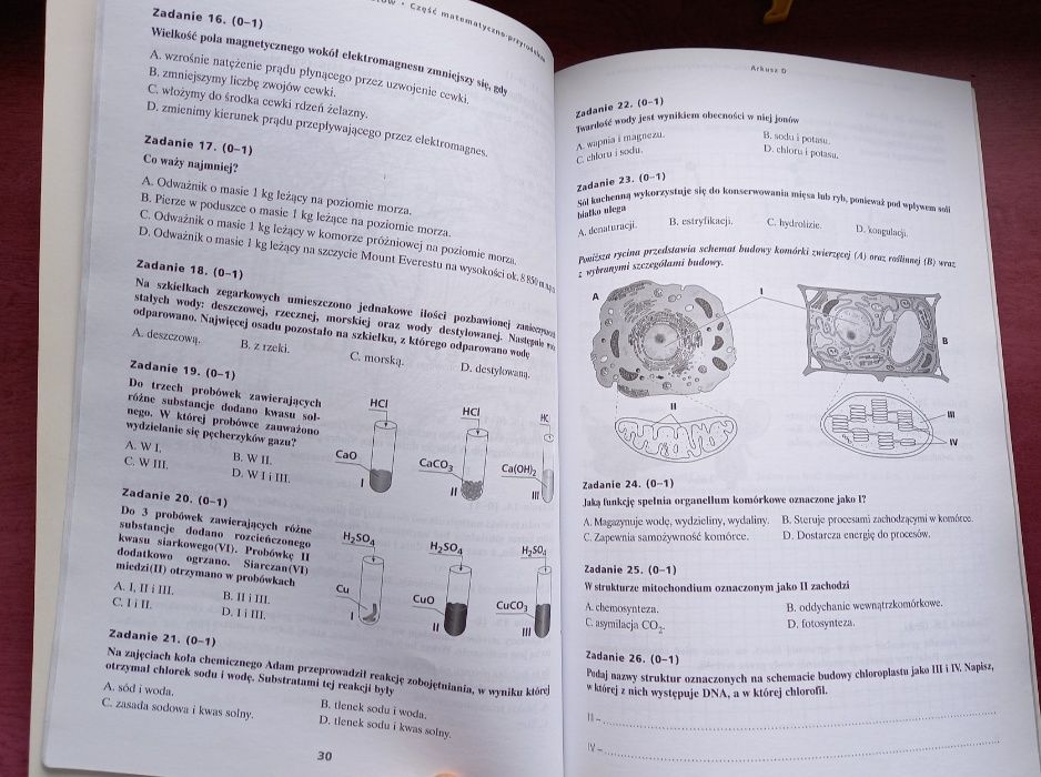 Testy. Ćwiczenia dla gimnazjalistów. Część mat.- przyrodnicza.