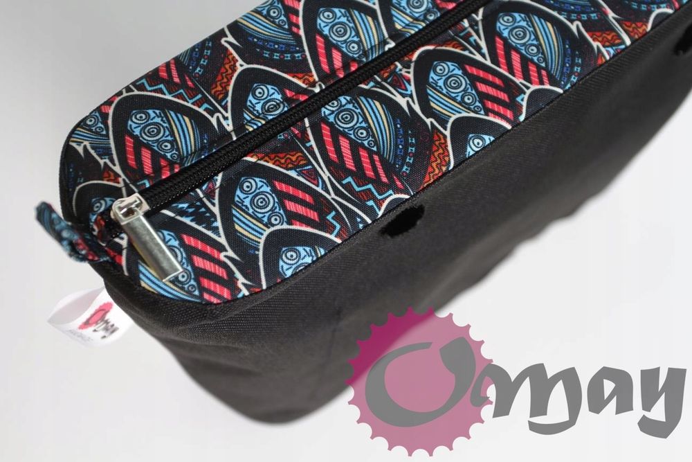 Czarny organizer do OBAG MINI kolorowa mozaika 2 kieszenie wkład OMAY
